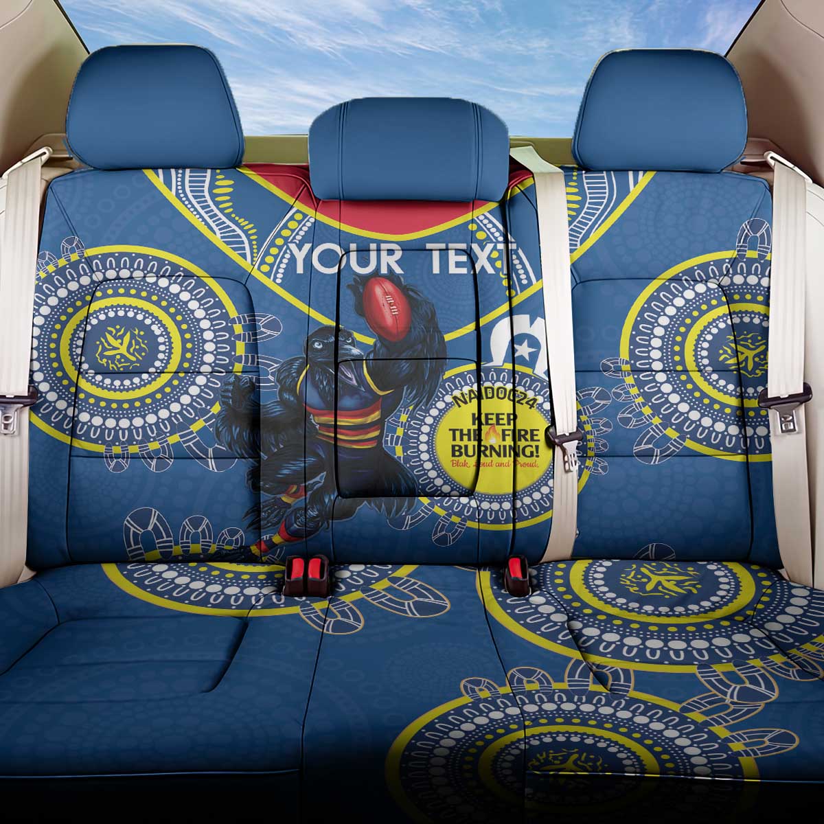 Custom AFL Crows NAIDOC Week Back Car Seat Cover Keep The Fire Burning Indigenous Art