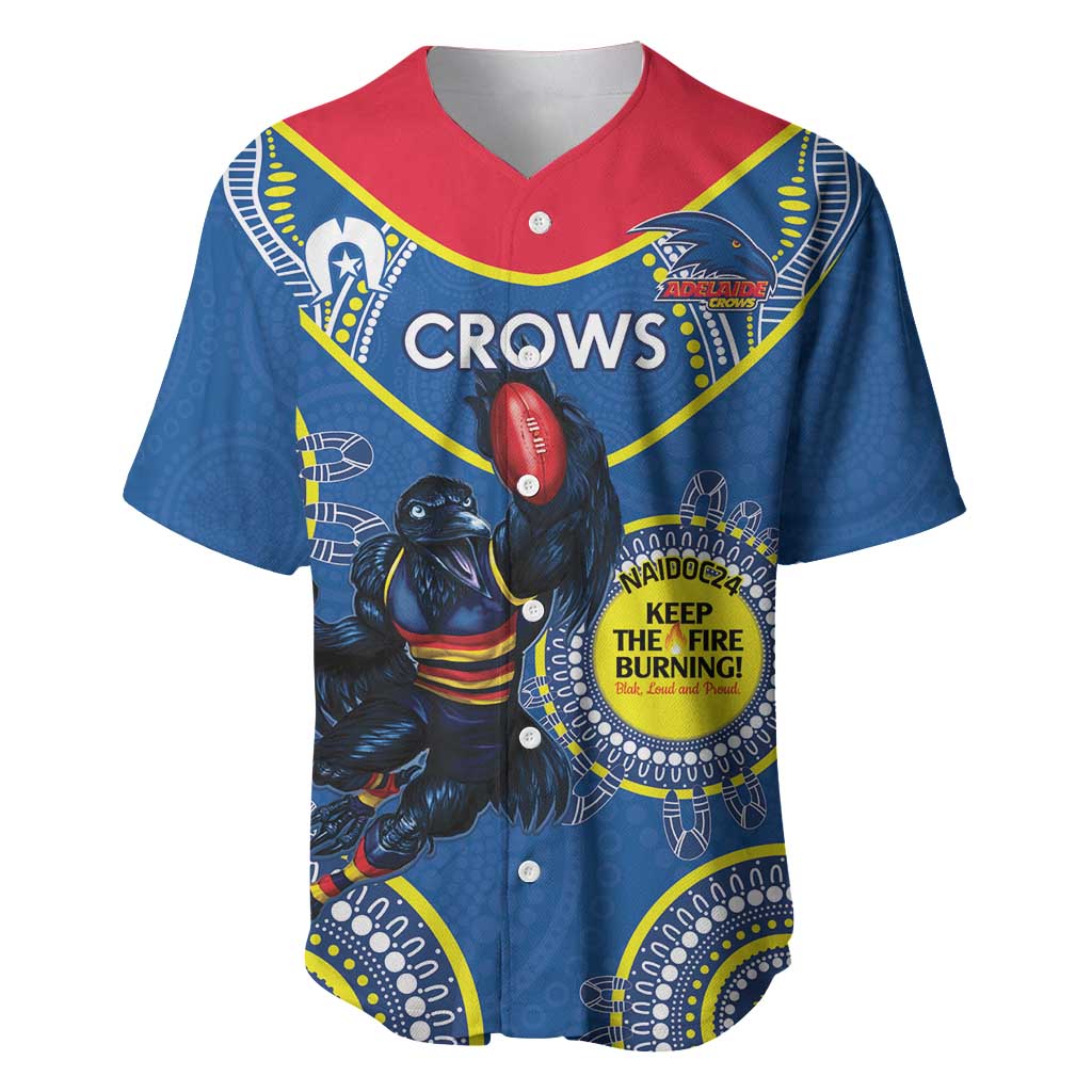 Custom AFL Crows NAIDOC Week Baseball Jersey Keep The Fire Burning Indigenous Art