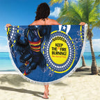 Custom AFL Crows NAIDOC Week Beach Blanket Keep The Fire Burning Indigenous Art