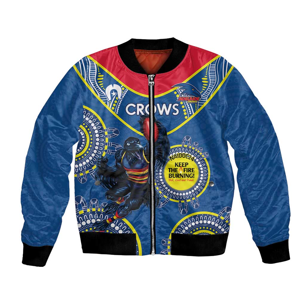 Custom AFL Crows NAIDOC Week Bomber Jacket Keep The Fire Burning Indigenous Art