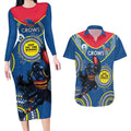 Custom AFL Crows NAIDOC Week Couples Matching Long Sleeve Bodycon Dress and Hawaiian Shirt Keep The Fire Burning Indigenous Art