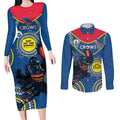 Custom AFL Crows NAIDOC Week Couples Matching Long Sleeve Bodycon Dress and Long Sleeve Button Shirt Keep The Fire Burning Indigenous Art