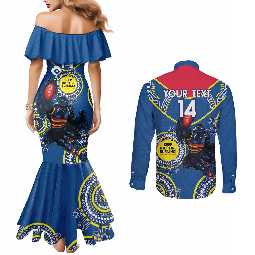 Custom AFL Crows NAIDOC Week Couples Matching Mermaid Dress and Long Sleeve Button Shirt Keep The Fire Burning Indigenous Art