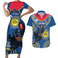 Custom AFL Crows NAIDOC Week Couples Matching Short Sleeve Bodycon Dress and Hawaiian Shirt Keep The Fire Burning Indigenous Art