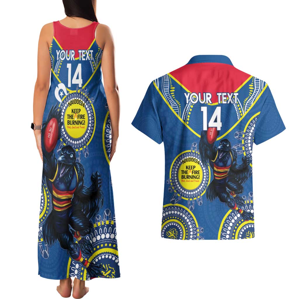 Custom AFL Crows NAIDOC Week Couples Matching Tank Maxi Dress and Hawaiian Shirt Keep The Fire Burning Indigenous Art