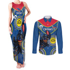 Custom AFL Crows NAIDOC Week Couples Matching Tank Maxi Dress and Long Sleeve Button Shirt Keep The Fire Burning Indigenous Art