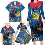 Custom AFL Crows NAIDOC Week Family Matching Long Sleeve Bodycon Dress and Hawaiian Shirt Keep The Fire Burning Indigenous Art
