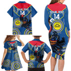 Custom AFL Crows NAIDOC Week Family Matching Long Sleeve Bodycon Dress and Hawaiian Shirt Keep The Fire Burning Indigenous Art