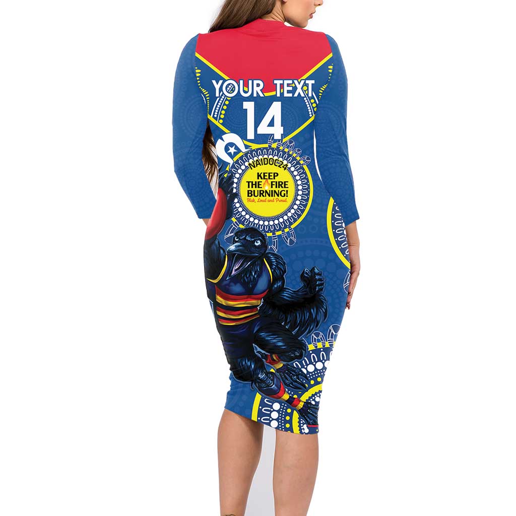 Custom AFL Crows NAIDOC Week Family Matching Long Sleeve Bodycon Dress and Hawaiian Shirt Keep The Fire Burning Indigenous Art