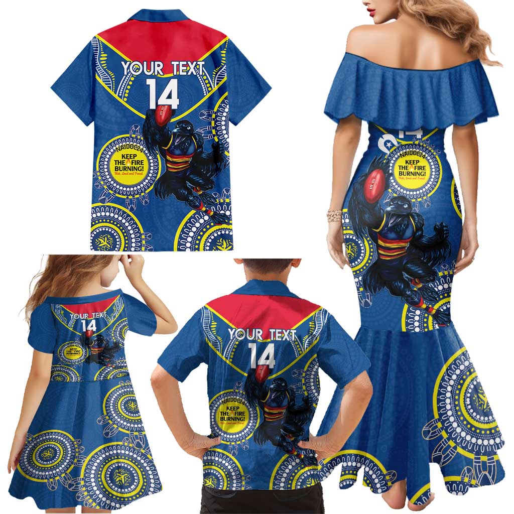 Custom AFL Crows NAIDOC Week Family Matching Mermaid Dress and Hawaiian Shirt Keep The Fire Burning Indigenous Art