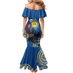 Custom AFL Crows NAIDOC Week Family Matching Mermaid Dress and Hawaiian Shirt Keep The Fire Burning Indigenous Art