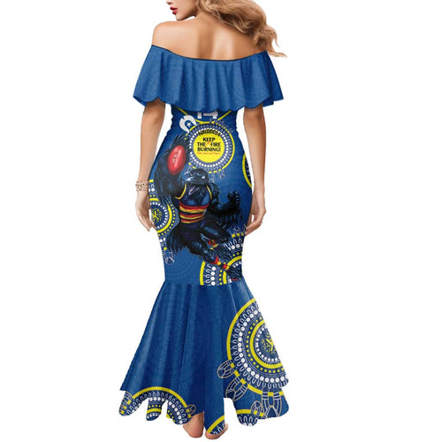 Custom AFL Crows NAIDOC Week Family Matching Mermaid Dress and Hawaiian Shirt Keep The Fire Burning Indigenous Art