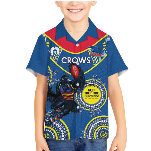 Custom AFL Crows NAIDOC Week Family Matching Mermaid Dress and Hawaiian Shirt Keep The Fire Burning Indigenous Art