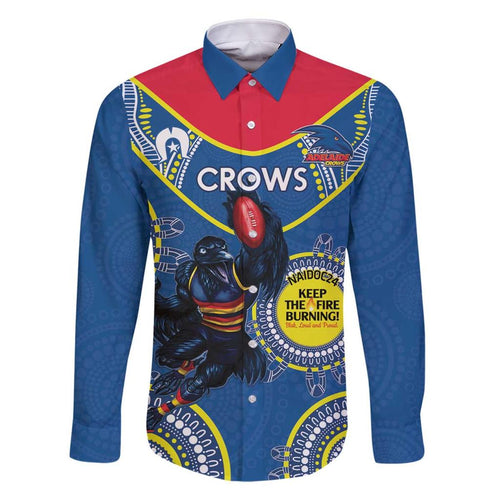 Custom AFL Crows NAIDOC Week Family Matching Off The Shoulder Long Sleeve Dress and Hawaiian Shirt Keep The Fire Burning Indigenous Art