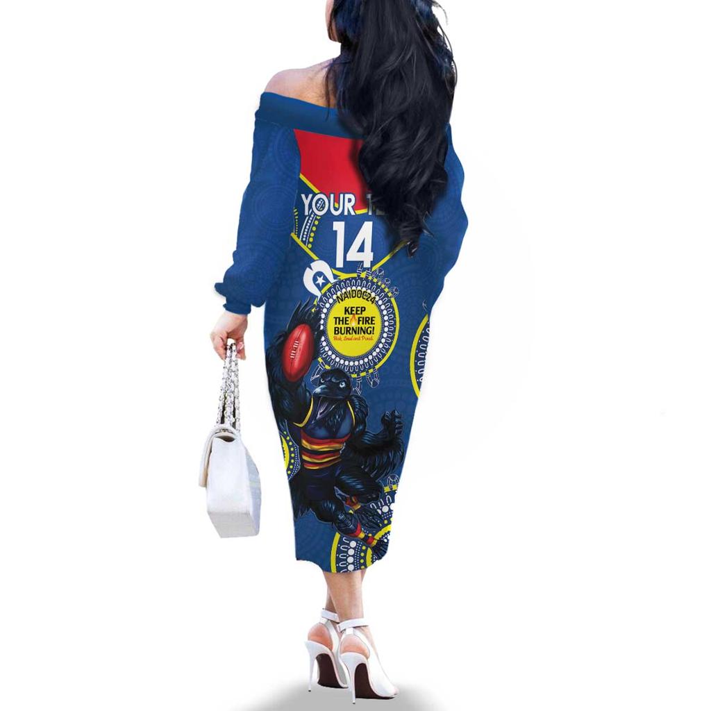 Custom AFL Crows NAIDOC Week Family Matching Off The Shoulder Long Sleeve Dress and Hawaiian Shirt Keep The Fire Burning Indigenous Art