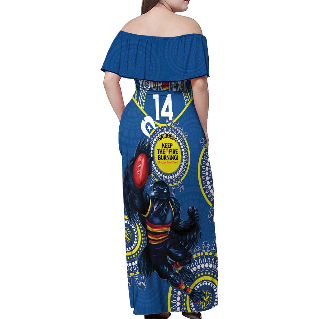 Custom AFL Crows NAIDOC Week Family Matching Off Shoulder Maxi Dress and Hawaiian Shirt Keep The Fire Burning Indigenous Art