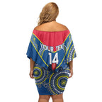 Custom AFL Crows NAIDOC Week Family Matching Off Shoulder Short Dress and Hawaiian Shirt Keep The Fire Burning Indigenous Art