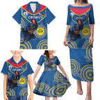 Custom AFL Crows NAIDOC Week Family Matching Puletasi and Hawaiian Shirt Keep The Fire Burning Indigenous Art