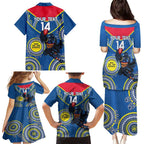 Custom AFL Crows NAIDOC Week Family Matching Puletasi and Hawaiian Shirt Keep The Fire Burning Indigenous Art