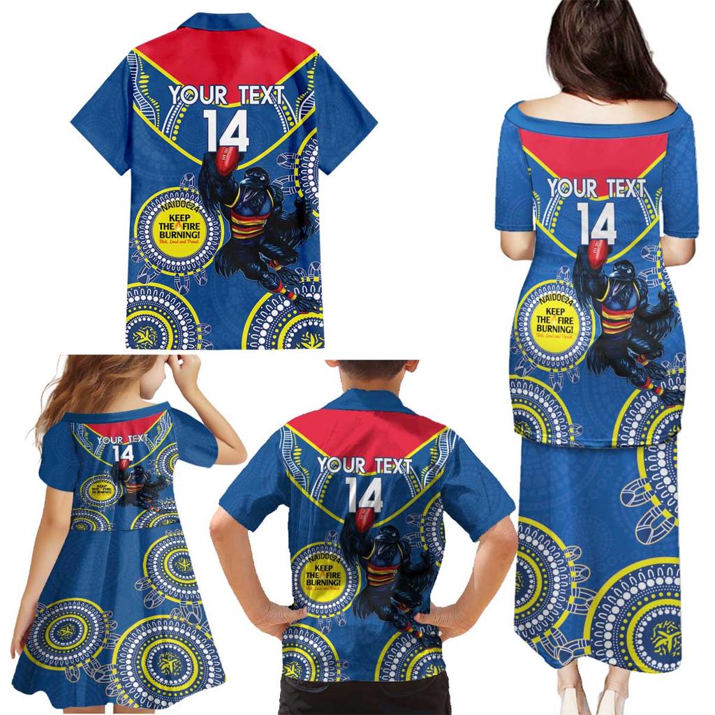 Custom AFL Crows NAIDOC Week Family Matching Puletasi and Hawaiian Shirt Keep The Fire Burning Indigenous Art