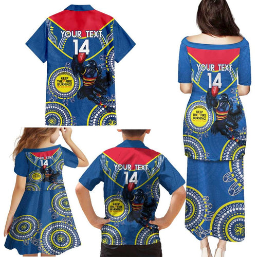 Custom AFL Crows NAIDOC Week Family Matching Puletasi and Hawaiian Shirt Keep The Fire Burning Indigenous Art