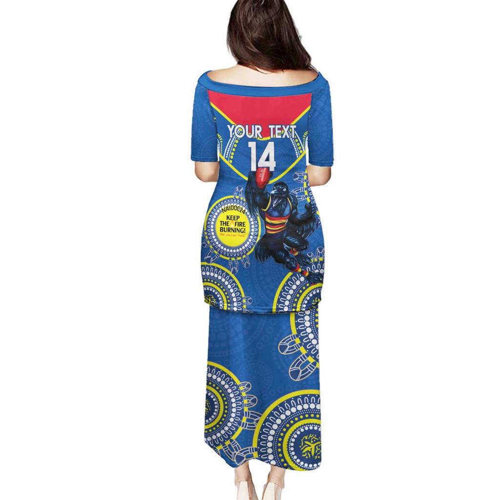 Custom AFL Crows NAIDOC Week Family Matching Puletasi and Hawaiian Shirt Keep The Fire Burning Indigenous Art