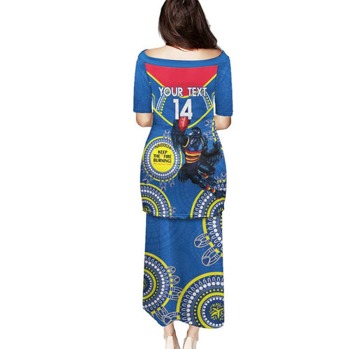 Custom AFL Crows NAIDOC Week Family Matching Puletasi and Hawaiian Shirt Keep The Fire Burning Indigenous Art