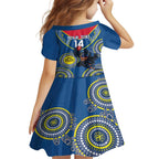 Custom AFL Crows NAIDOC Week Family Matching Short Sleeve Bodycon Dress and Hawaiian Shirt Keep The Fire Burning Indigenous Art