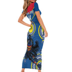 Custom AFL Crows NAIDOC Week Family Matching Short Sleeve Bodycon Dress and Hawaiian Shirt Keep The Fire Burning Indigenous Art