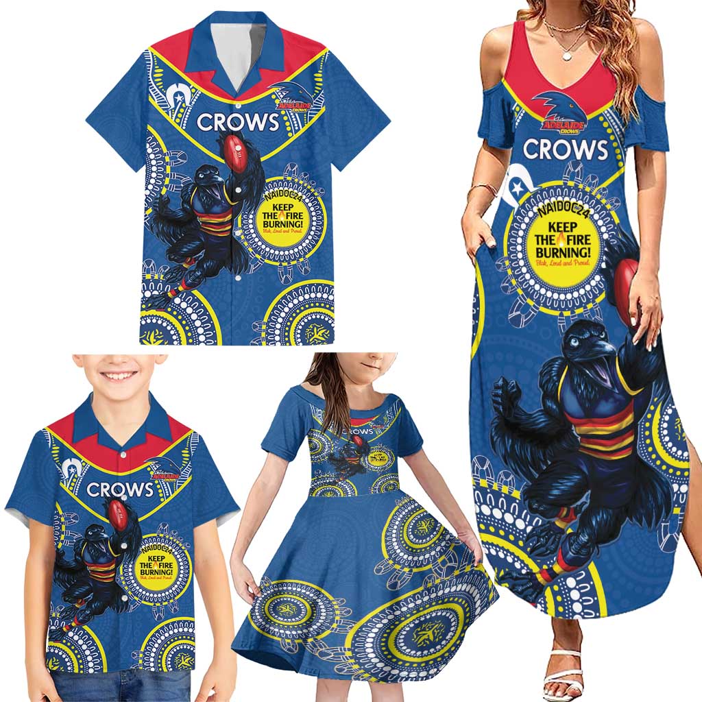 Custom AFL Crows NAIDOC Week Family Matching Summer Maxi Dress and Hawaiian Shirt Keep The Fire Burning Indigenous Art