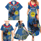 Custom AFL Crows NAIDOC Week Family Matching Summer Maxi Dress and Hawaiian Shirt Keep The Fire Burning Indigenous Art