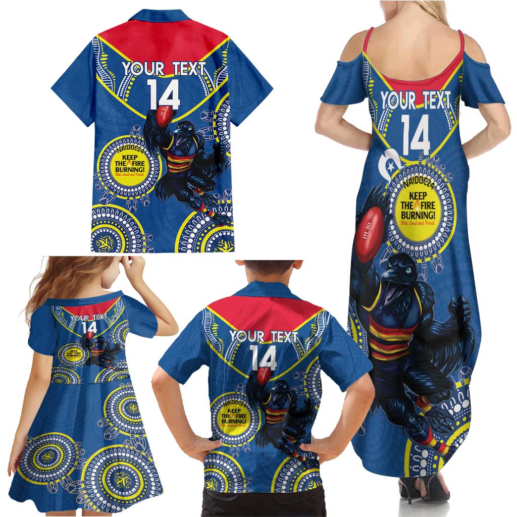 Custom AFL Crows NAIDOC Week Family Matching Summer Maxi Dress and Hawaiian Shirt Keep The Fire Burning Indigenous Art