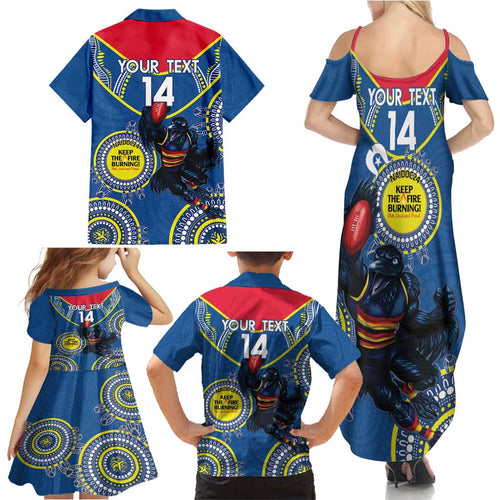 Custom AFL Crows NAIDOC Week Family Matching Summer Maxi Dress and Hawaiian Shirt Keep The Fire Burning Indigenous Art
