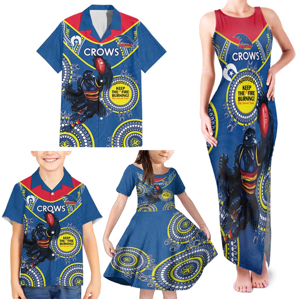 Custom AFL Crows NAIDOC Week Family Matching Tank Maxi Dress and Hawaiian Shirt Keep The Fire Burning Indigenous Art
