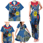 Custom AFL Crows NAIDOC Week Family Matching Tank Maxi Dress and Hawaiian Shirt Keep The Fire Burning Indigenous Art