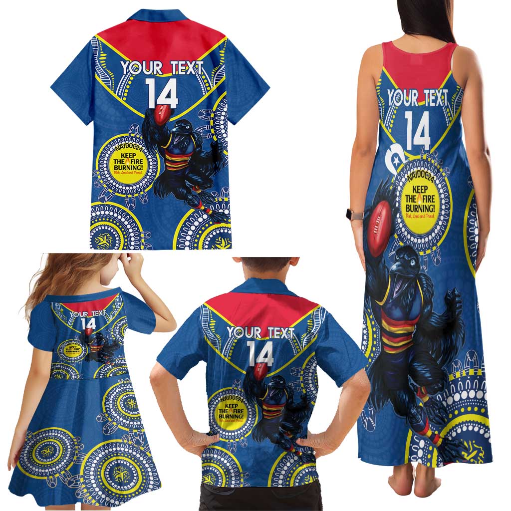 Custom AFL Crows NAIDOC Week Family Matching Tank Maxi Dress and Hawaiian Shirt Keep The Fire Burning Indigenous Art