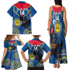 Custom AFL Crows NAIDOC Week Family Matching Tank Maxi Dress and Hawaiian Shirt Keep The Fire Burning Indigenous Art