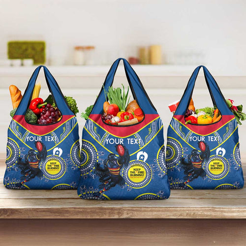 Custom AFL Crows NAIDOC Week Grocery Bag Keep The Fire Burning Indigenous Art