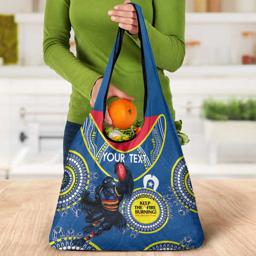 Custom AFL Crows NAIDOC Week Grocery Bag Keep The Fire Burning Indigenous Art