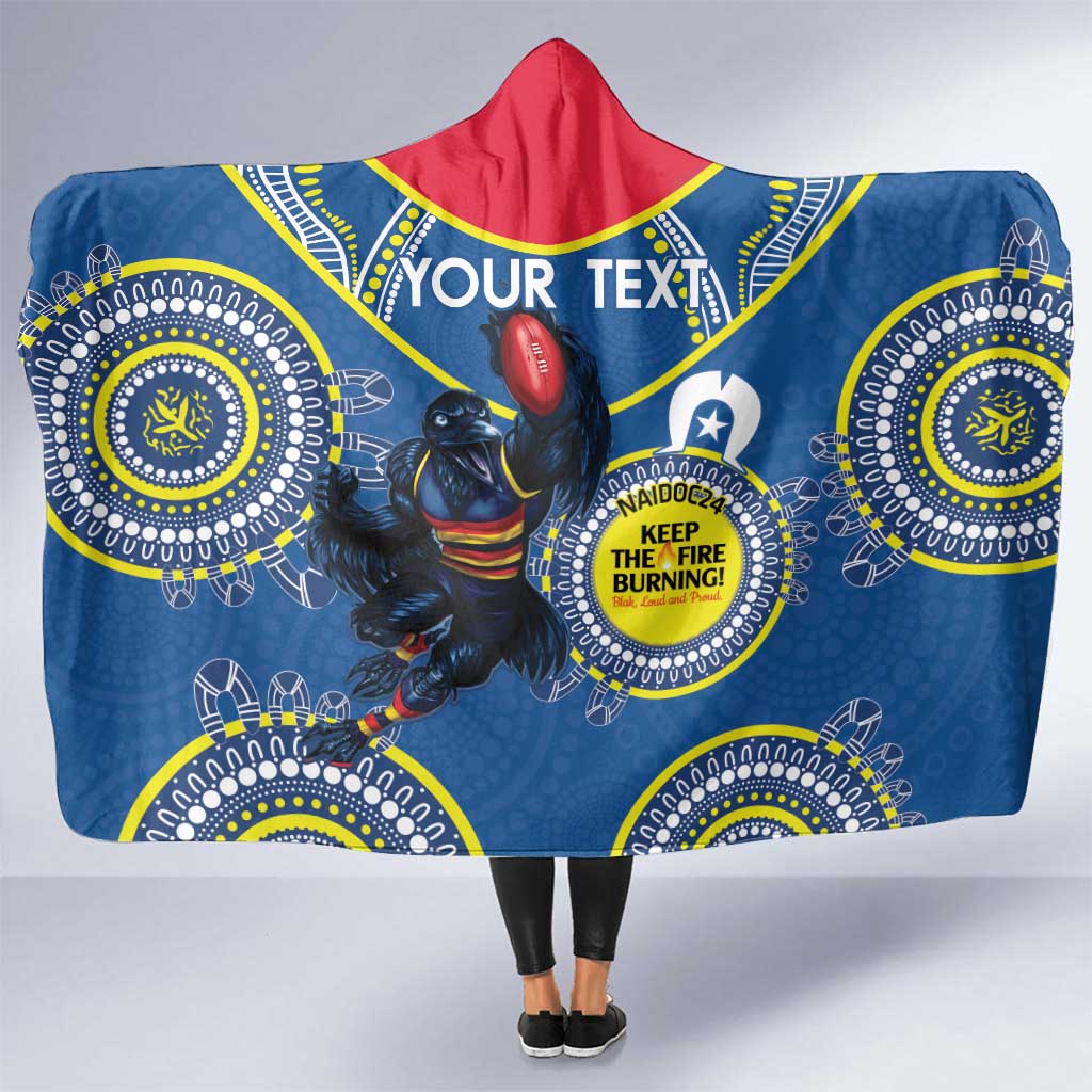 Custom AFL Crows NAIDOC Week Hooded Blanket Keep The Fire Burning Indigenous Art