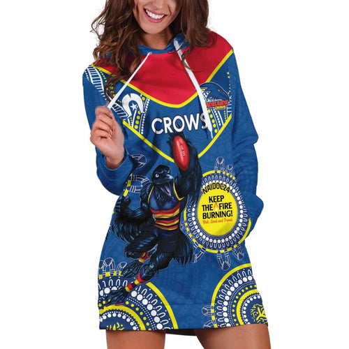Custom AFL Crows NAIDOC Week Hoodie Dress Keep The Fire Burning Indigenous Art