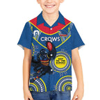 Custom AFL Crows NAIDOC Week Kid Hawaiian Shirt Keep The Fire Burning Indigenous Art