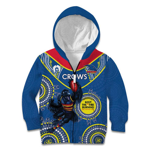 Custom AFL Crows NAIDOC Week Kid Hoodie Keep The Fire Burning Indigenous Art