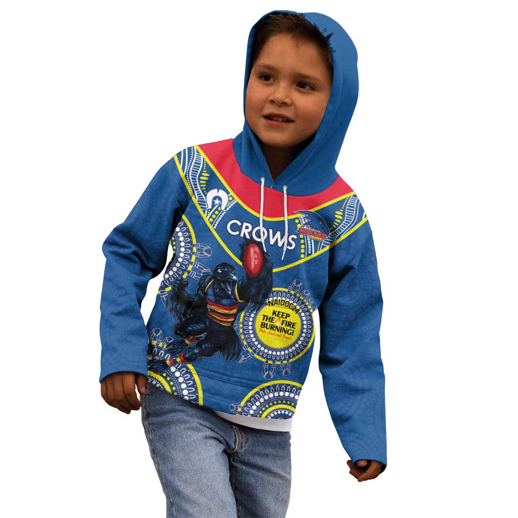 Custom AFL Crows NAIDOC Week Kid Hoodie Keep The Fire Burning Indigenous Art