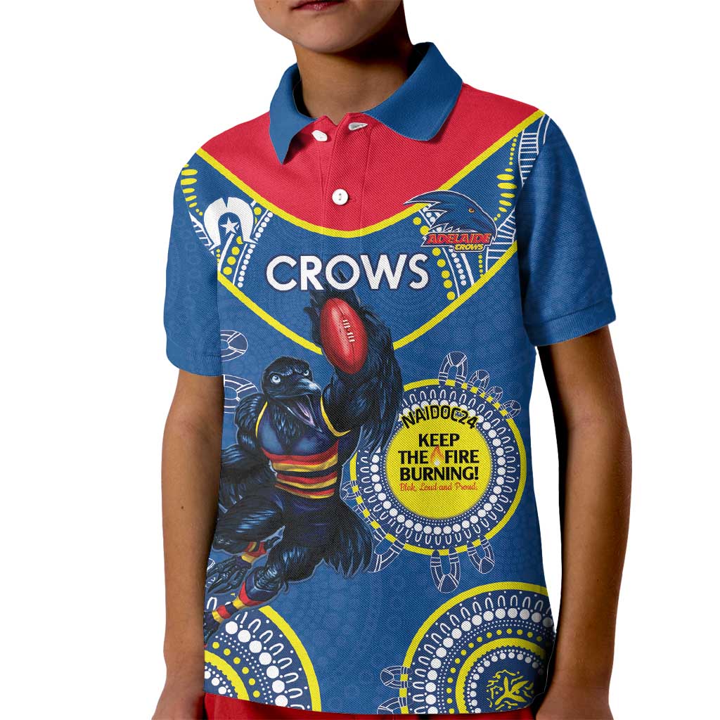 Custom AFL Crows NAIDOC Week Kid Polo Shirt Keep The Fire Burning Indigenous Art