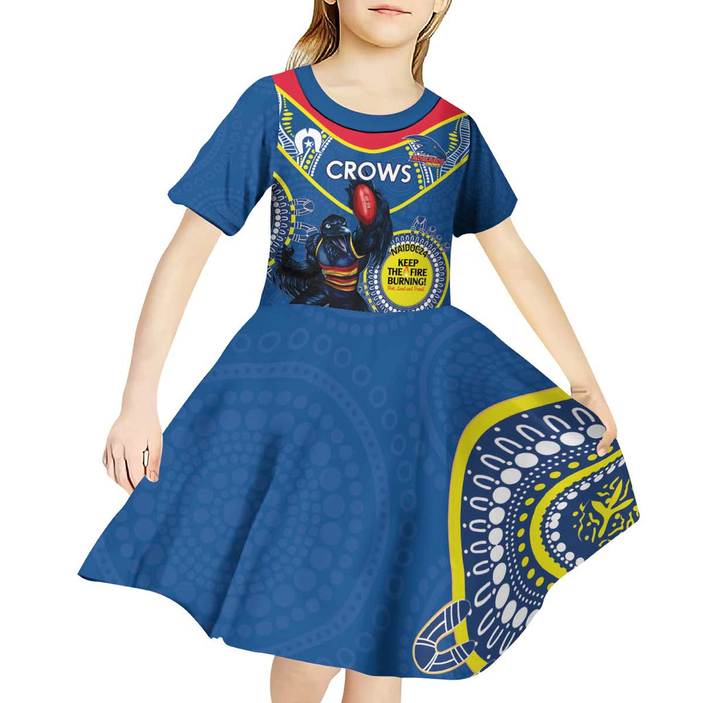 Custom AFL Crows NAIDOC Week Kid Short Sleeve Dress Keep The Fire Burning Indigenous Art