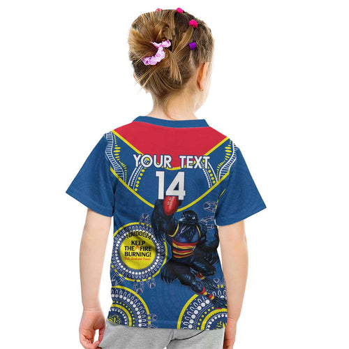 Custom AFL Crows NAIDOC Week Kid T Shirt Keep The Fire Burning Indigenous Art