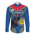 Custom AFL Crows NAIDOC Week Long Sleeve Button Shirt Keep The Fire Burning Indigenous Art
