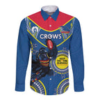 Custom AFL Crows NAIDOC Week Long Sleeve Button Shirt Keep The Fire Burning Indigenous Art