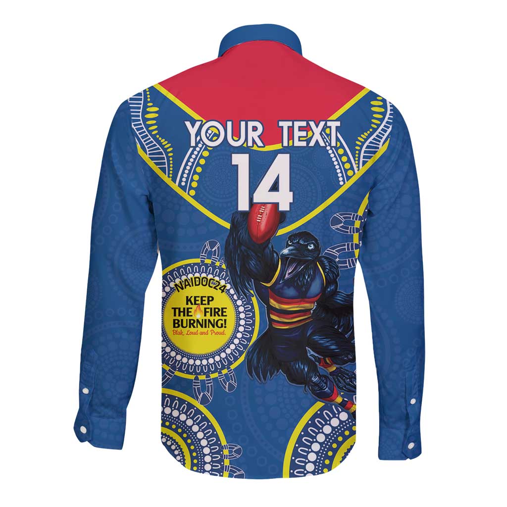 Custom AFL Crows NAIDOC Week Long Sleeve Button Shirt Keep The Fire Burning Indigenous Art
